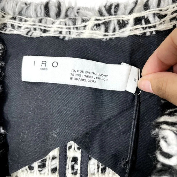 IRO NWT Mopiua Fringe Tweed Jacket Size 36 Open Front Slightly Cropped Fringe - Picture 9 of 11